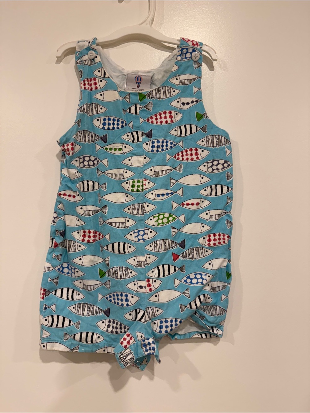 Blue Fish Print Romper